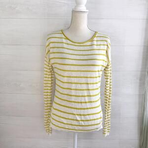 Vince. - Golden yellow & white striped linen sweater, S